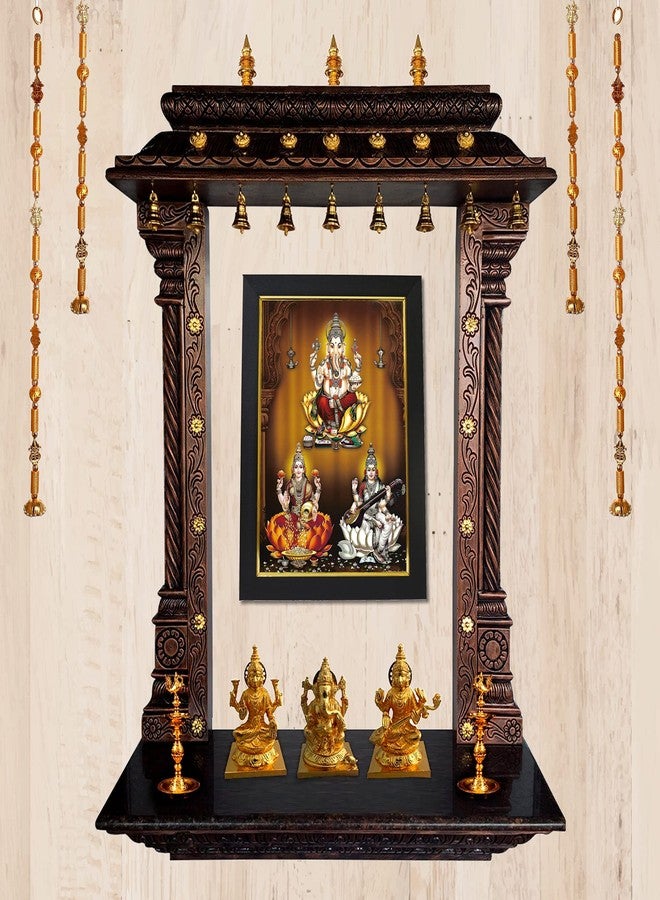 101Temples 101 Temples - Divinity Eternity Spirituality Ganesha Lakshmi Saraswati Hindu God Photo Frame for Pooja Room with Wall Hook, 1 Piece | 10” x 13”, Matt Finish - Image 4